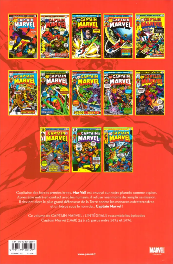 Verso de l'album Captain Marvel - L'intégrale Tome 4 1974-1976