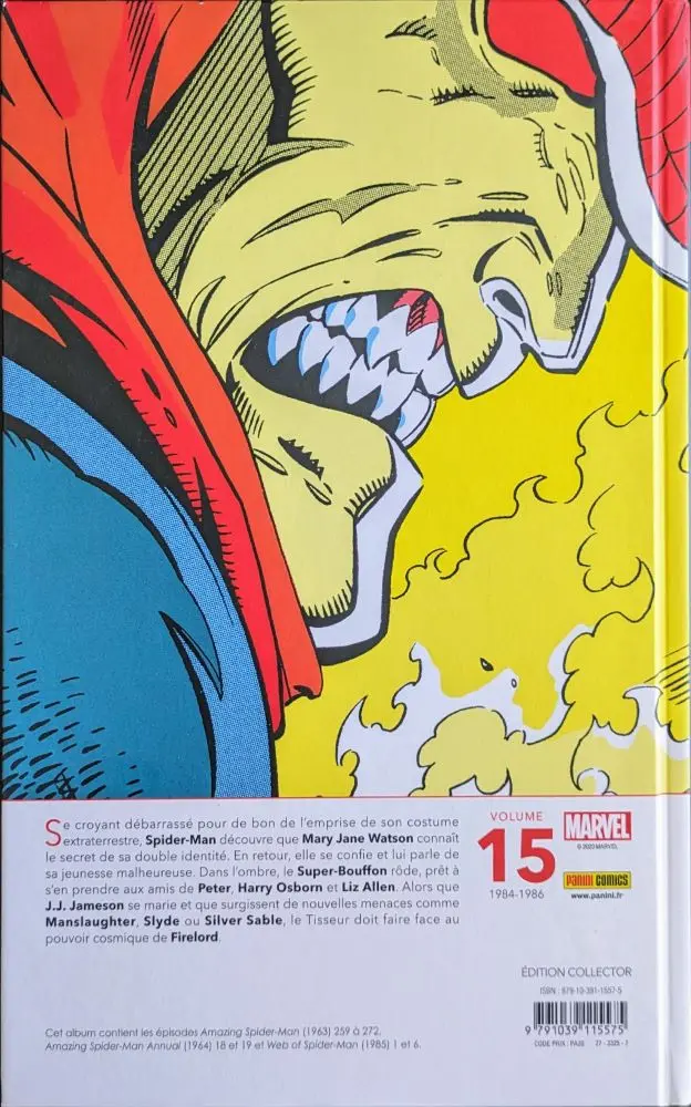 Verso de l'album The Amazing Spider-Man Les Fantômes du Passé