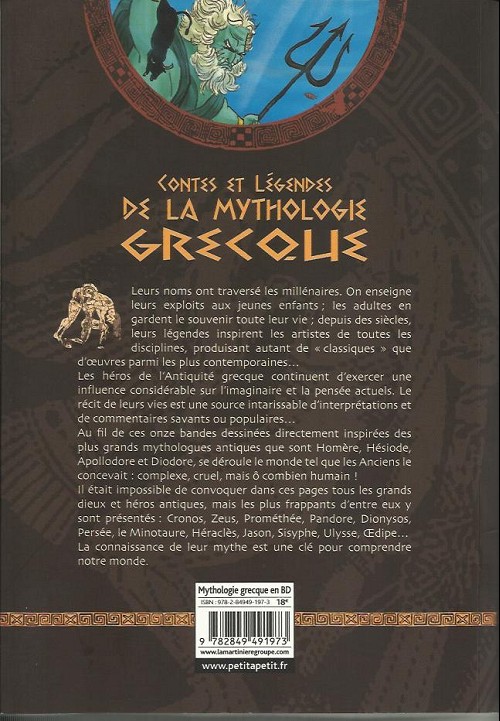 Verso de l'album Contes et Légendes Contes et légendes de la mythologie grecque en bandes dessinées