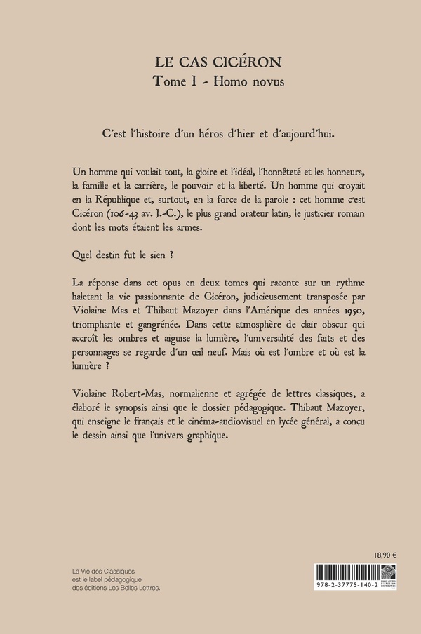 Verso de l'album Le Cas Cicéron Tome 1 Homo novus