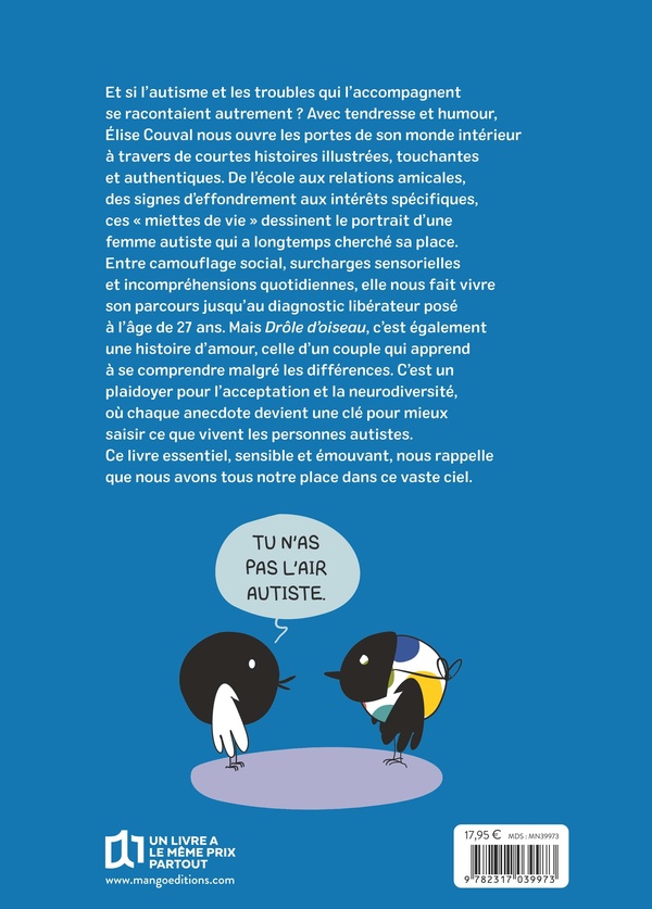 Verso de l'album Drôle d'oiseau ! Mieux comprendre l'autisme au quotidien