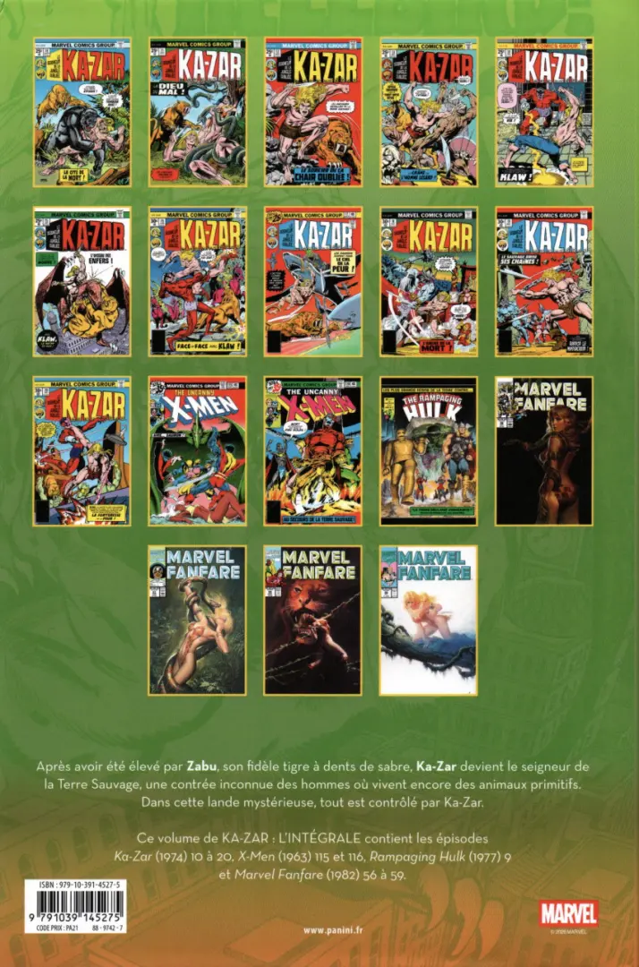 Verso de l'album Ka-zar - L'intégrale Tome 4 1975 - 1991