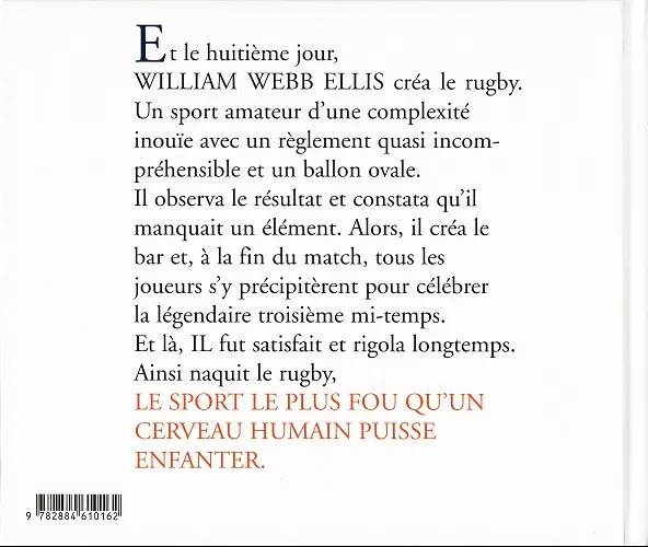 Verso de l'album de A à Z Le Rugby illustré de A à Z