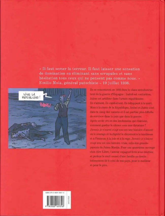 Verso de l'album Jamais je n'aurai 20 ans
