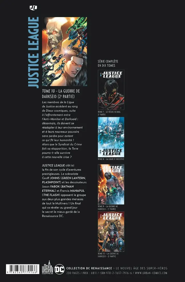 Verso de l'album Justice League Tome 10 La Guerre de Darkseid - 2e partie