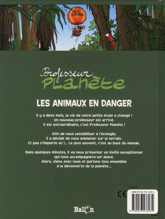 Verso de l'album Professeur Planète Les animaux en danger