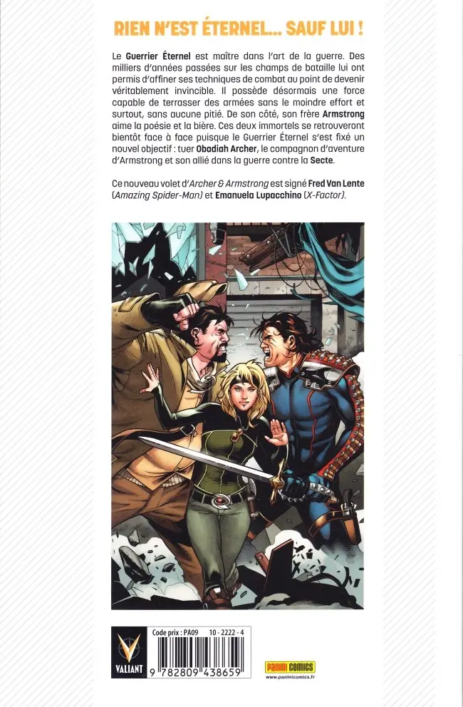 Verso de l'album Archer & Armstrong Vol. 2 La Fureur du guerrier éternel