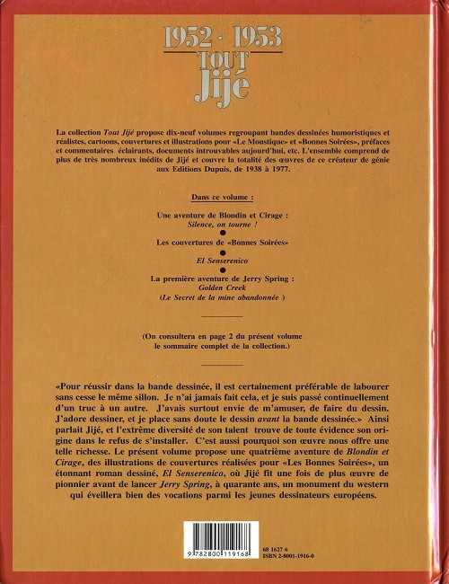 Verso de l'album Tout Jijé Tome 2 1952-1953