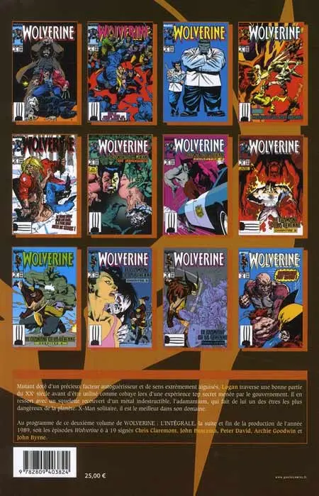 Verso de l'album Wolverine - L'Intégrale Tome 2 1989