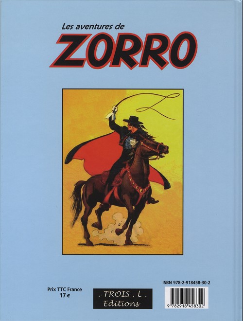 Verso de l'album Zorro Tome 1 La rançon