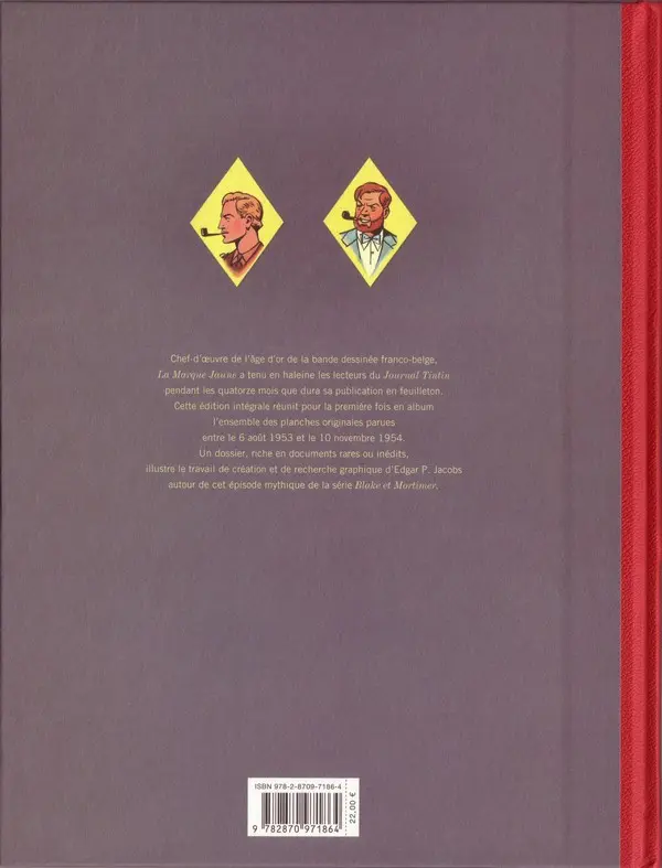 Verso de l'album Blake et Mortimer Tome 6 La marque jaune
