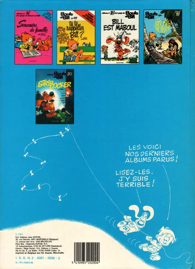 Verso de l'album Boule & Bill Tome 7