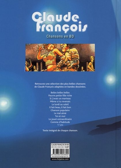 Verso de l'album Chansons en Bandes Dessinées Claude François - Chansons en BD