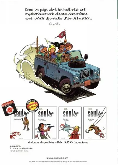 Verso de l'album Seuls Tome 1 La disparition