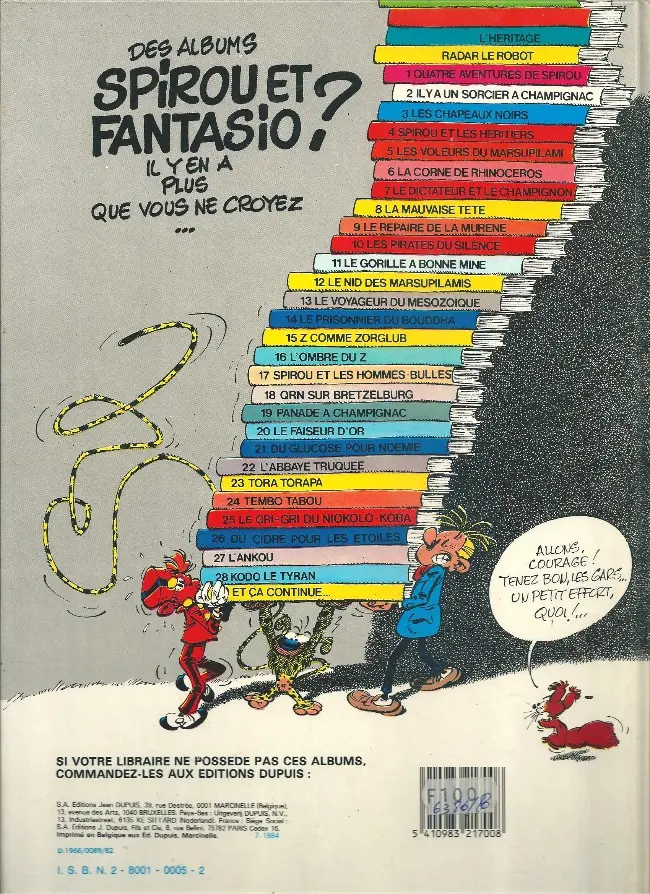 Verso de l'album Spirou et Fantasio Tome 3 Les chapeaux noirs