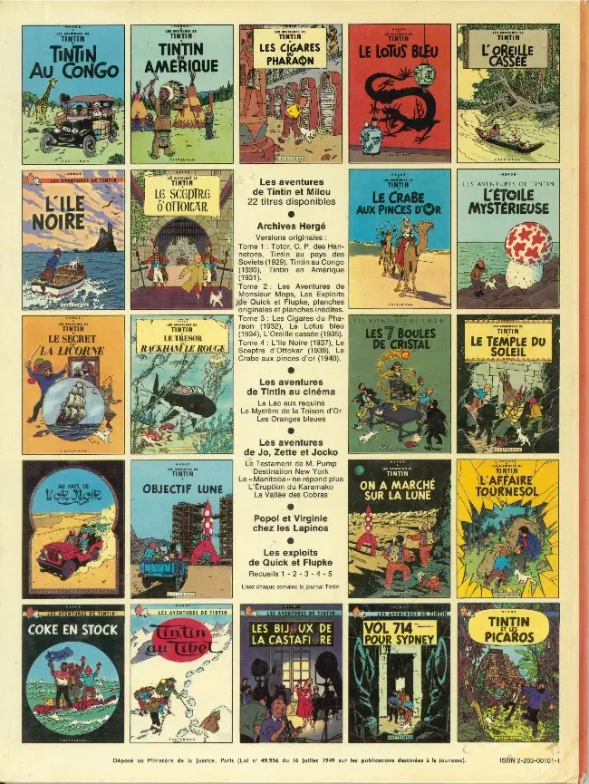Verso de l'album Tintin Tome 2 Tintin au Congo
