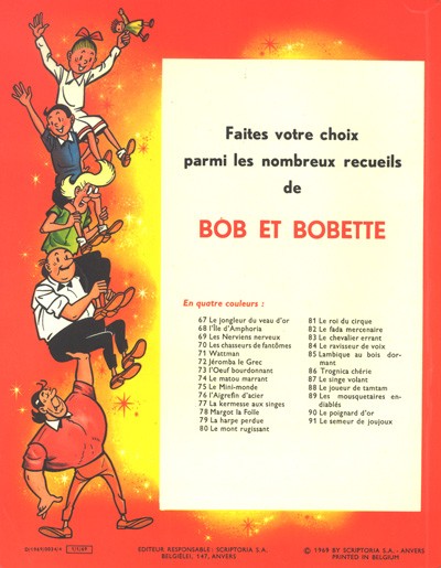 Verso de l'album Bob et Bobette Tome 89 Les mousquetaires endiablés