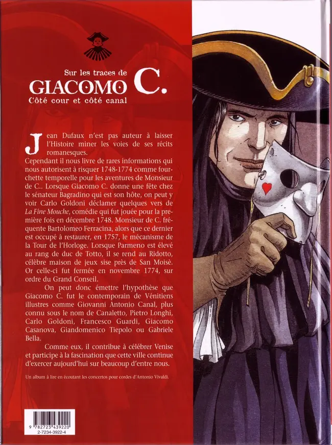 Verso de l'album Giacomo C. Sur les traces de Giacomo C. Côté cour et côté canal
