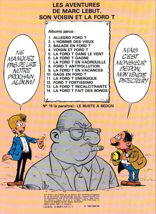 Verso de l'album Marc Lebut et son voisin Tome 14 La Ford T fait des bonds