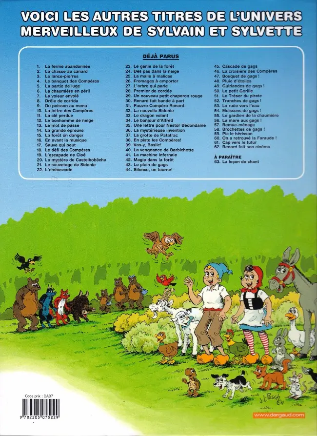 Verso de l'album Sylvain et Sylvette Tome 62 Renard fait son cinéma