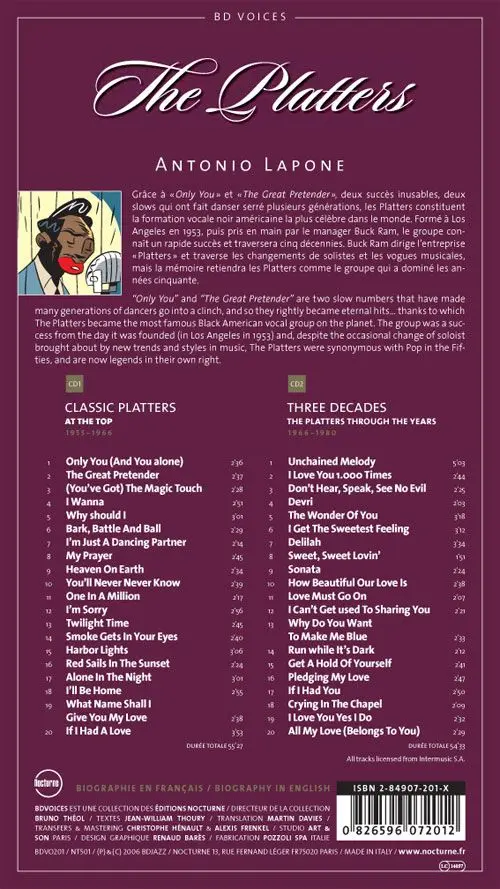 Verso de l'album BD Voices The Platters