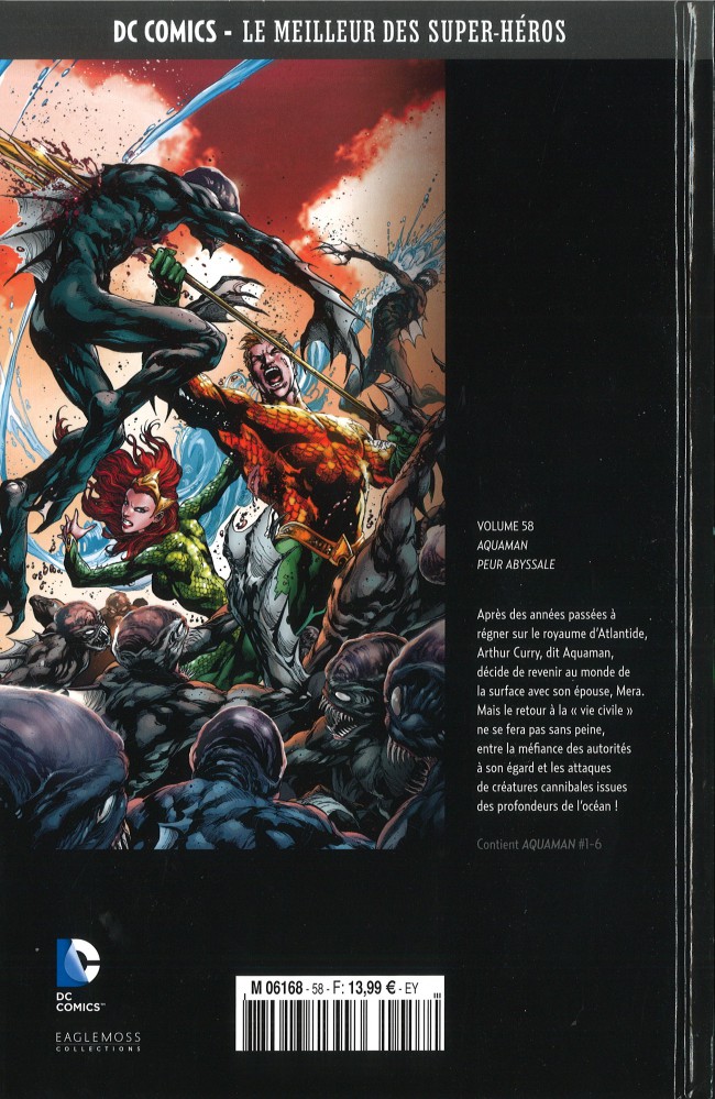 Verso de l'album DC Comics - Le Meilleur des Super-Héros Volume 58 Aquaman - Peur Abyssale