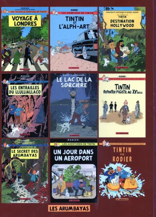 Verso de l'album Tintin Destination Hollywood