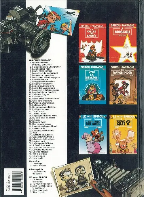Verso de l'album Spirou et Fantasio Tome 25 Le gri-gri du Niokolo-Koba