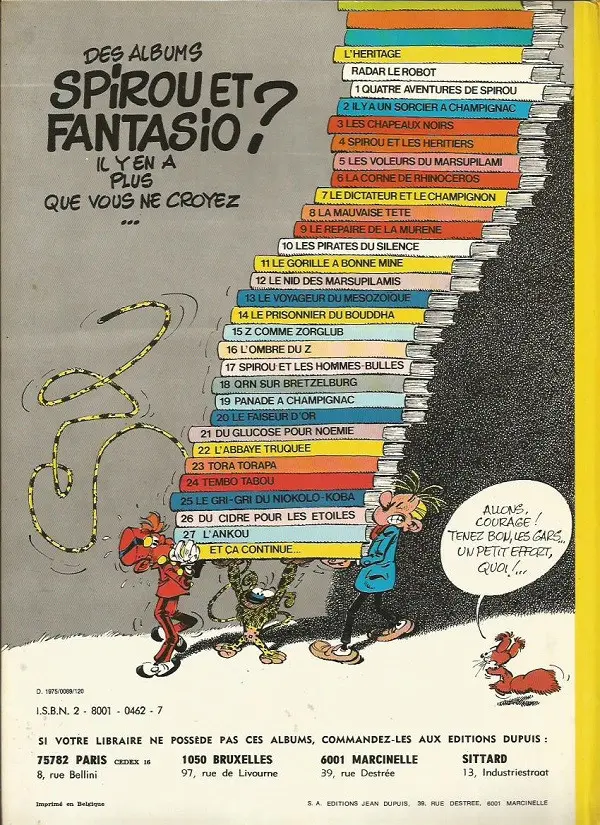 Verso de l'album Spirou et Fantasio Tome 26 Du cidre pour les étoiles