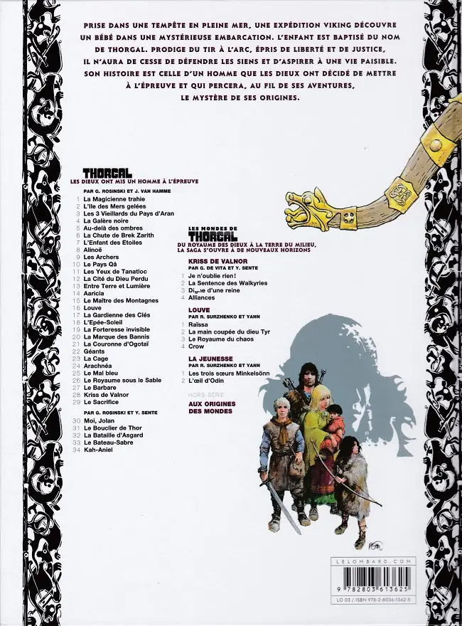 Verso de l'album Thorgal Tome 24 Arachnéa