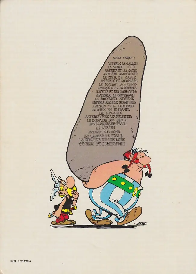 Verso de l'album Astérix Tome 23 Obélix et compagnie