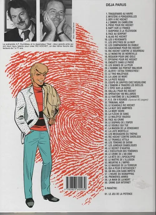 Verso de l'album Ric Hochet Tome 23 La ligne de mort
