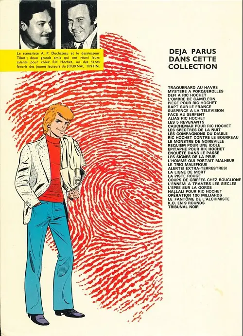 Verso de l'album Ric Hochet Tome 27 L'épée sur la gorge