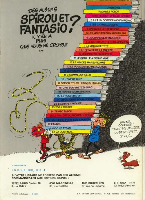 Verso de l'album Spirou et Fantasio Tome 16 L'ombre du Z
