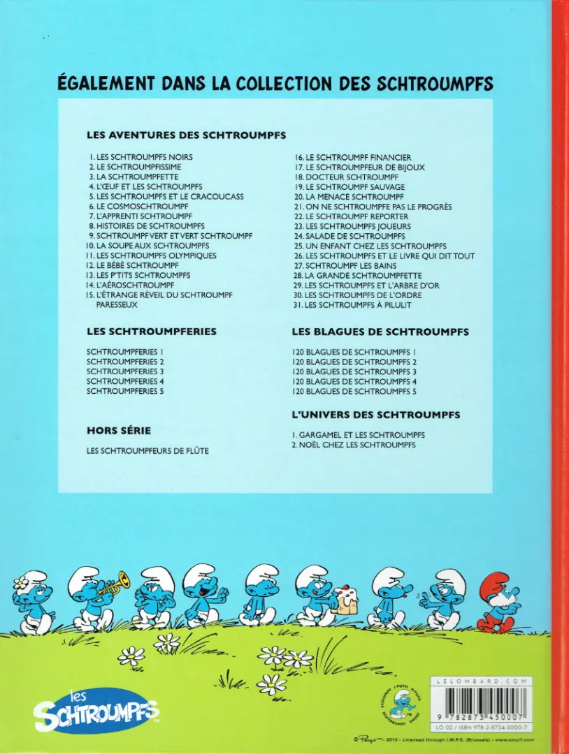 Verso de l'album Les Schtroumpfs Tome 14 L'aéroschtroumpf