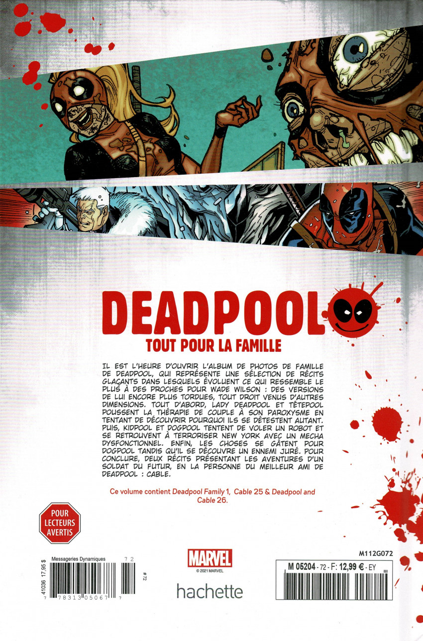 Verso de l'album Deadpool - La collection qui tue Tome 72 Tout pour la famille