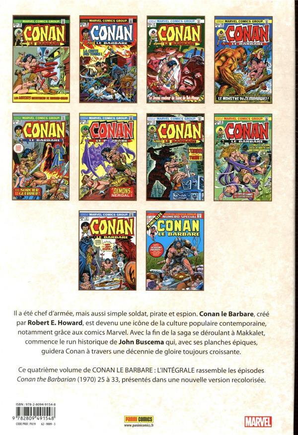 Verso de l'album Conan le barbare : l'intégrale 4 1973