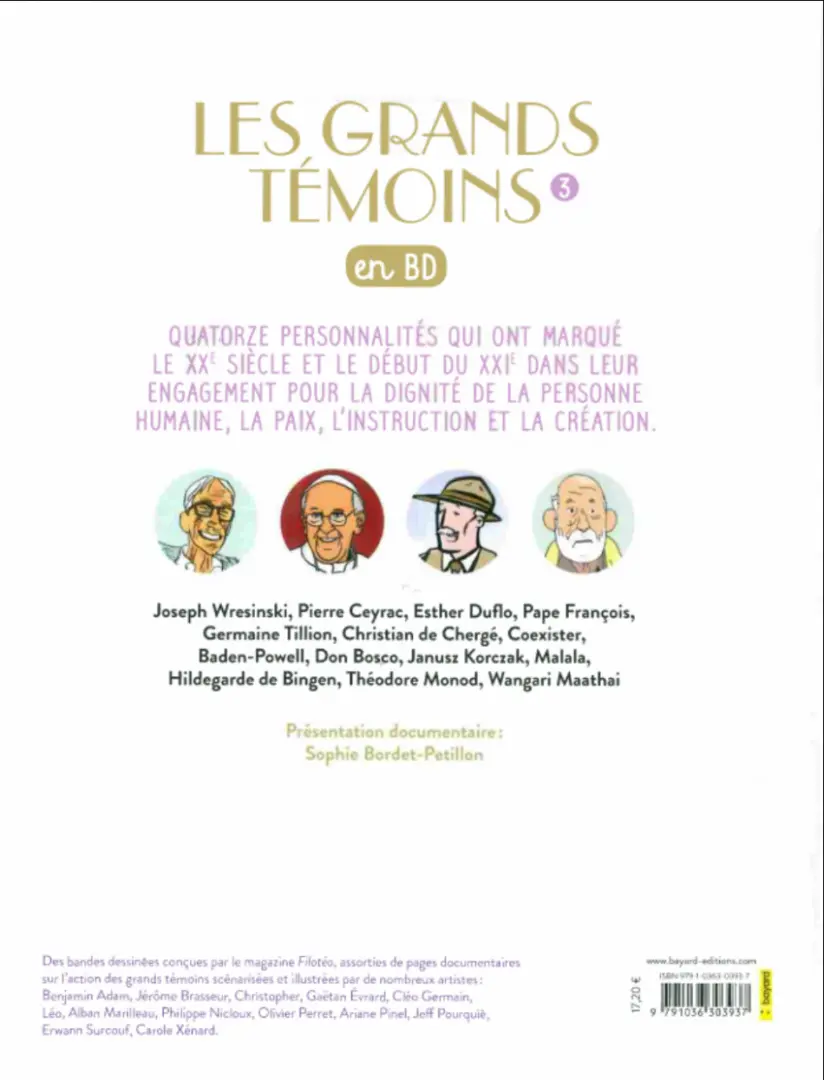 Verso de l'album Les Grands témoins en BD 3