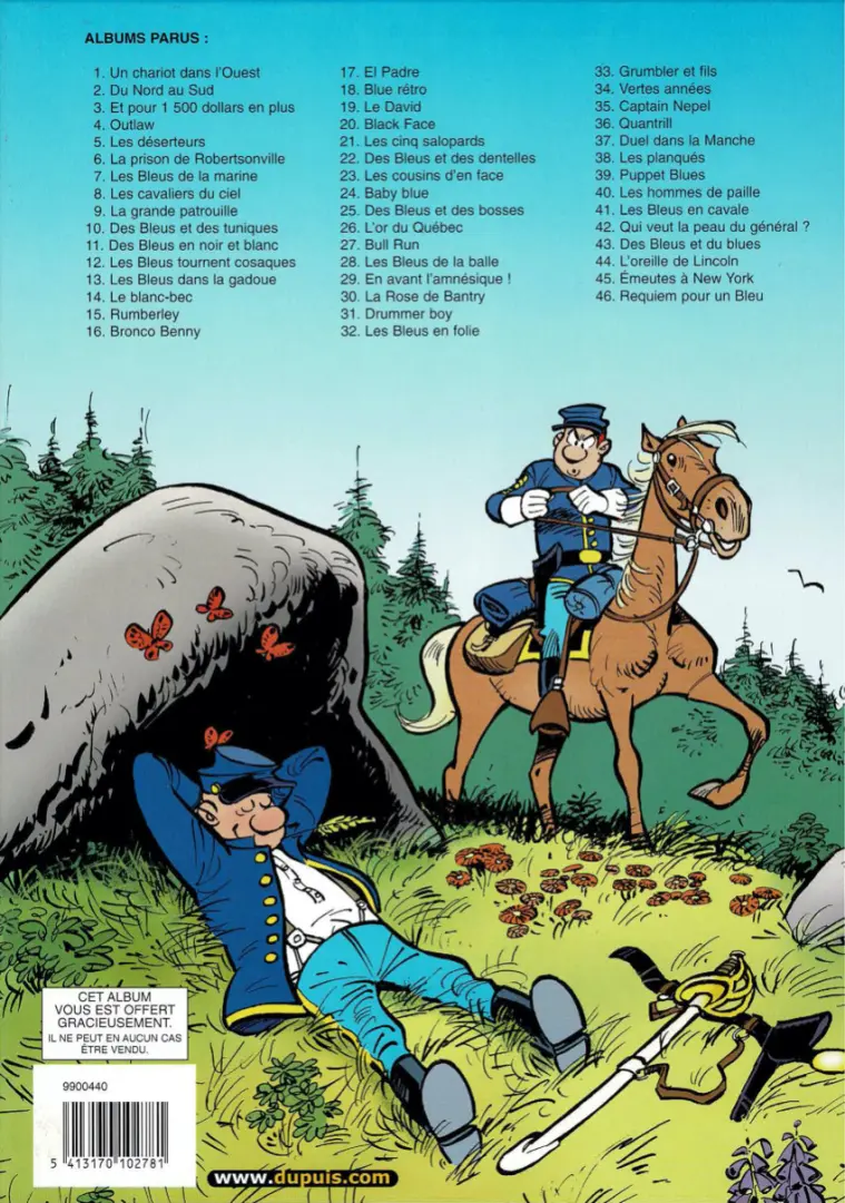 Verso de l'album Les Tuniques Bleues Tome 26 L'Or du Québec