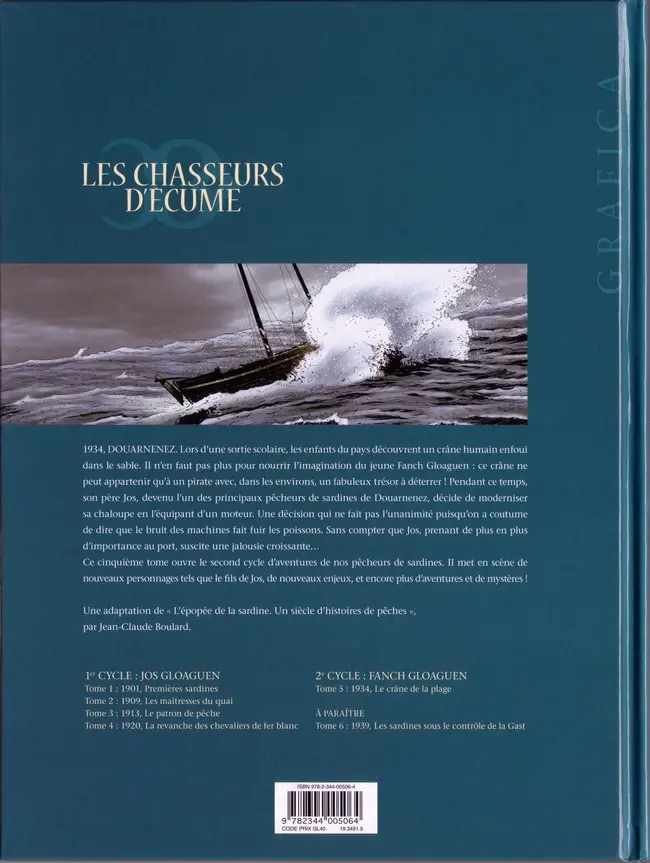 Verso de l'album Les Chasseurs d'écume Tome 5 1934, le crâne de la plage