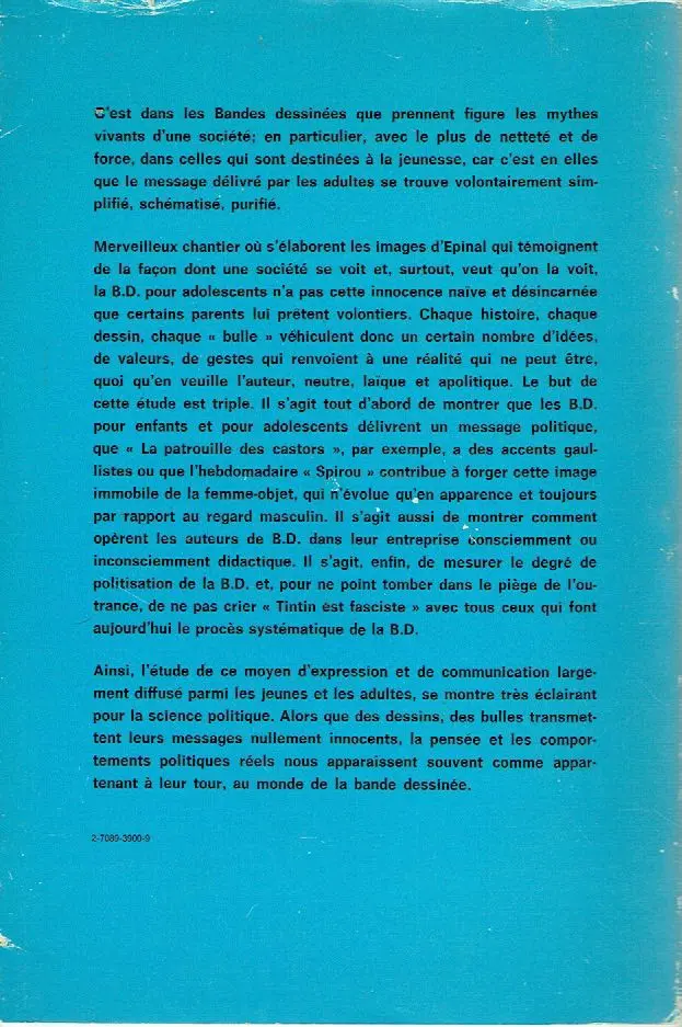 Verso de l'album Le message politique et social de la bande dessinée