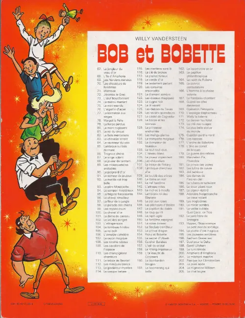 Verso de l'album Bob et Bobette Tome 180 Manneken Pis, l'irascible