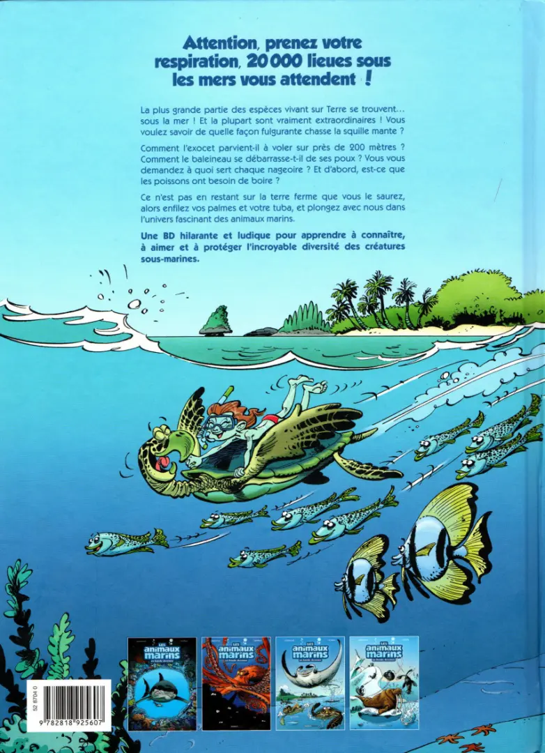 Verso de l'album Les Animaux marins en bande dessinée Tome 2