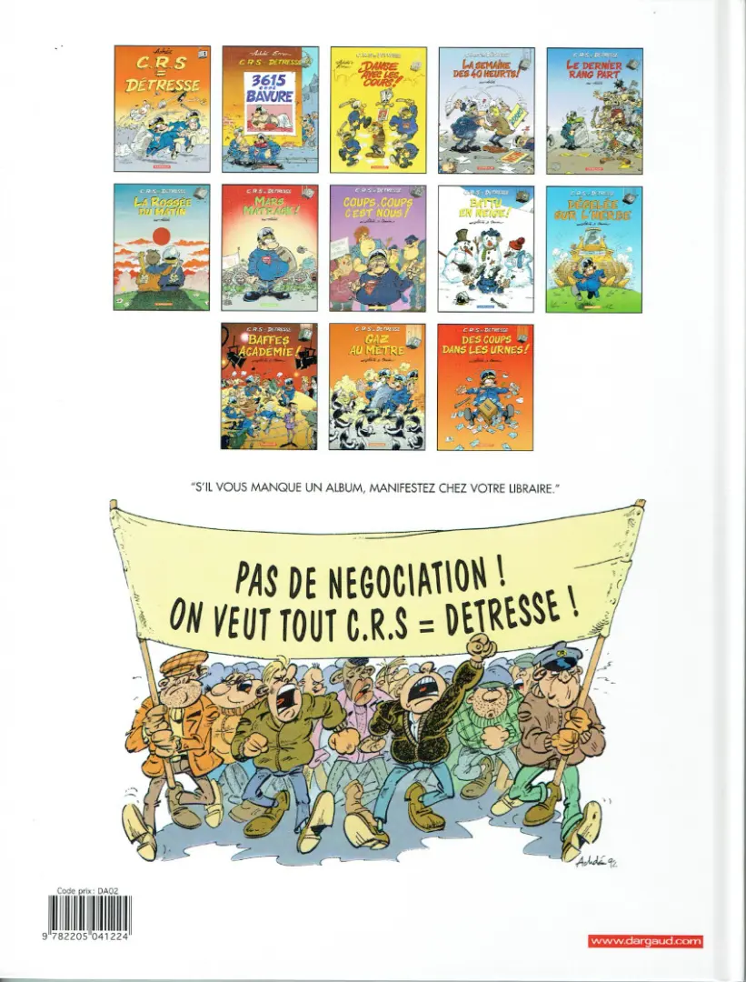 Verso de l'album CRS = Détresse Tome 1 C.R.S = Détresse