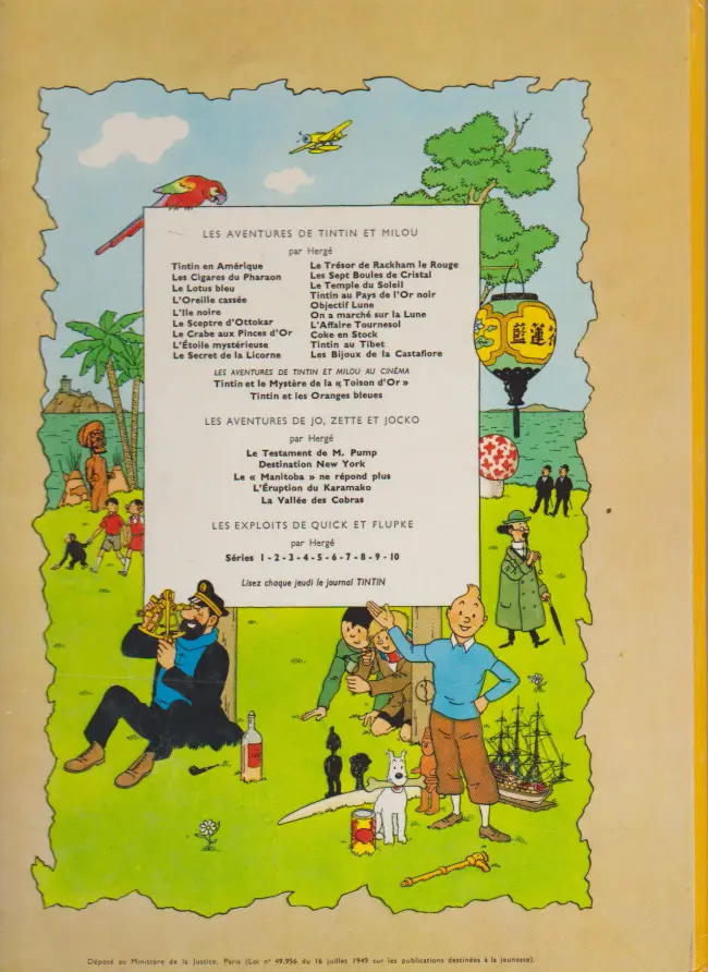 Verso de l'album Tintin Tome 15 Tintin au pays de l'or noir