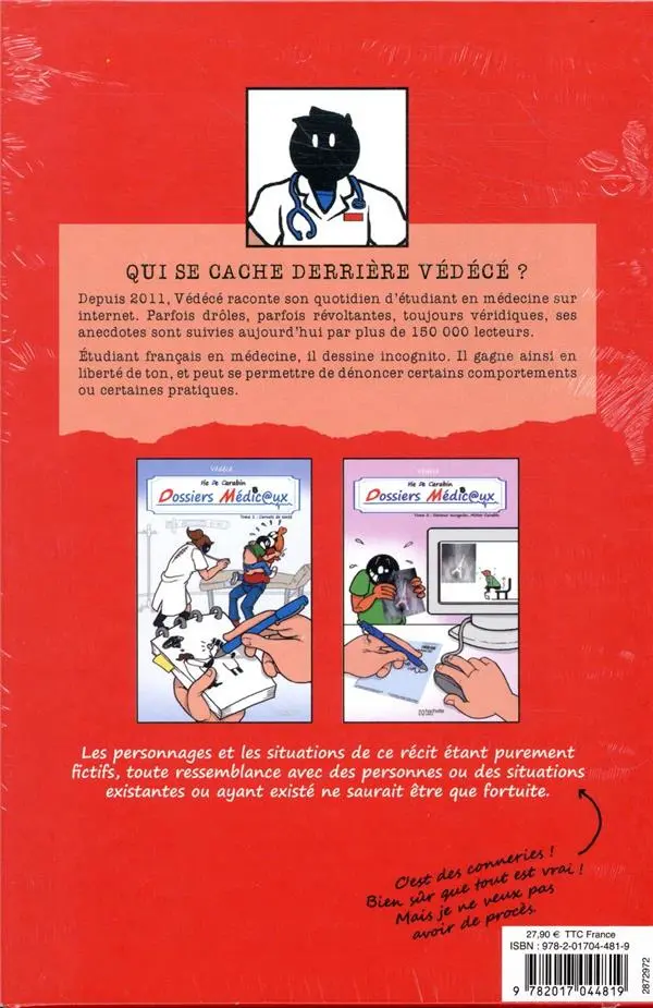Verso de l'album Vie de Carabin Dossiers Médic@ux Tomes 1 et 2