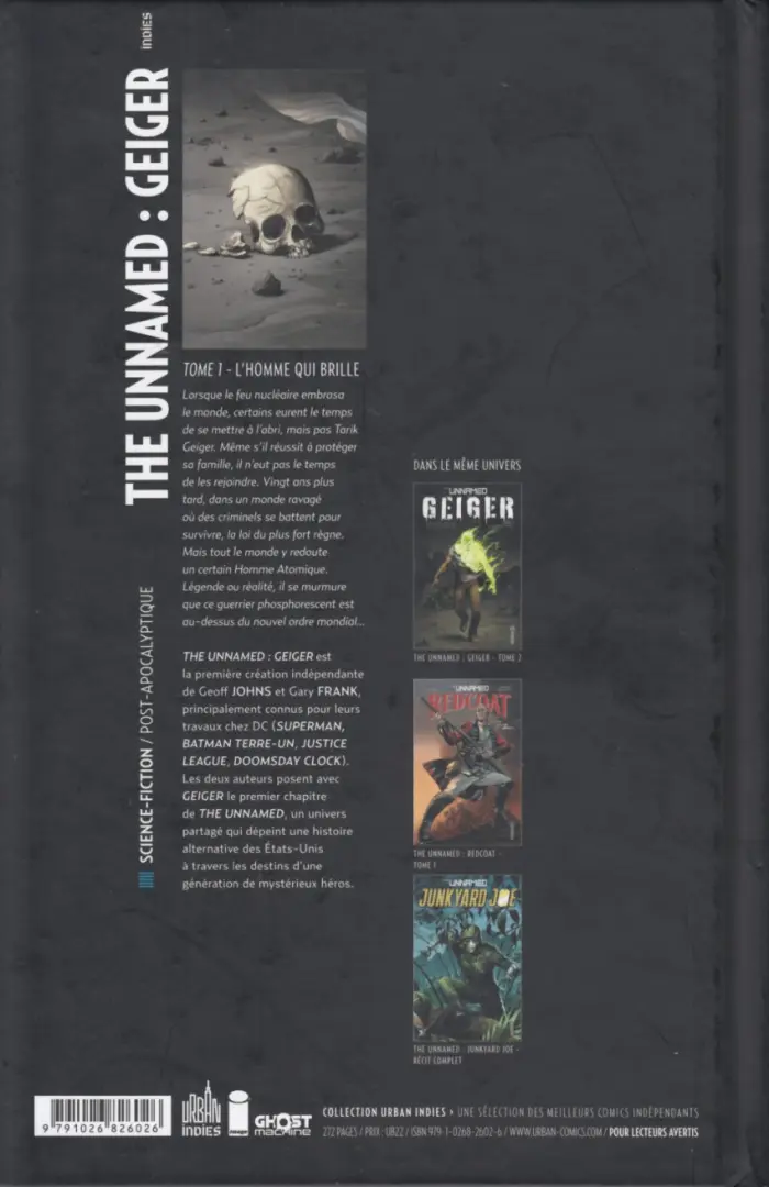 Verso de l'album The Unamed Geiger Tome 1 L'homme qui brille