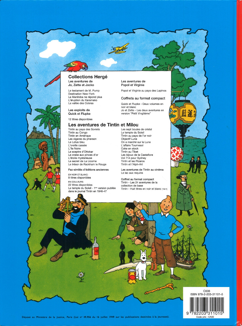 Verso de l'album Les Aventures de Jo, Zette et Jocko Tome 1 Le testament de M. Pump