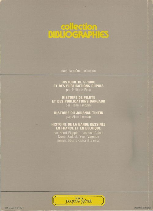 Verso de l'album Histoire du Journal Tintin