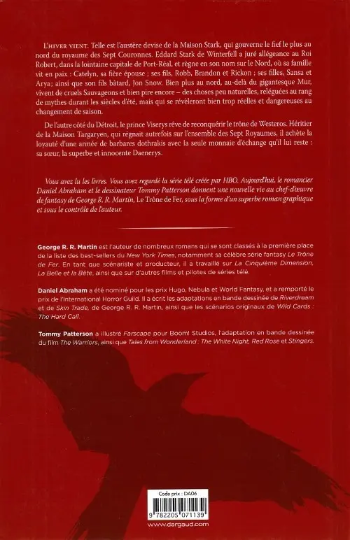 Verso de l'album A Game of Thrones - Le Trône de fer Volume I